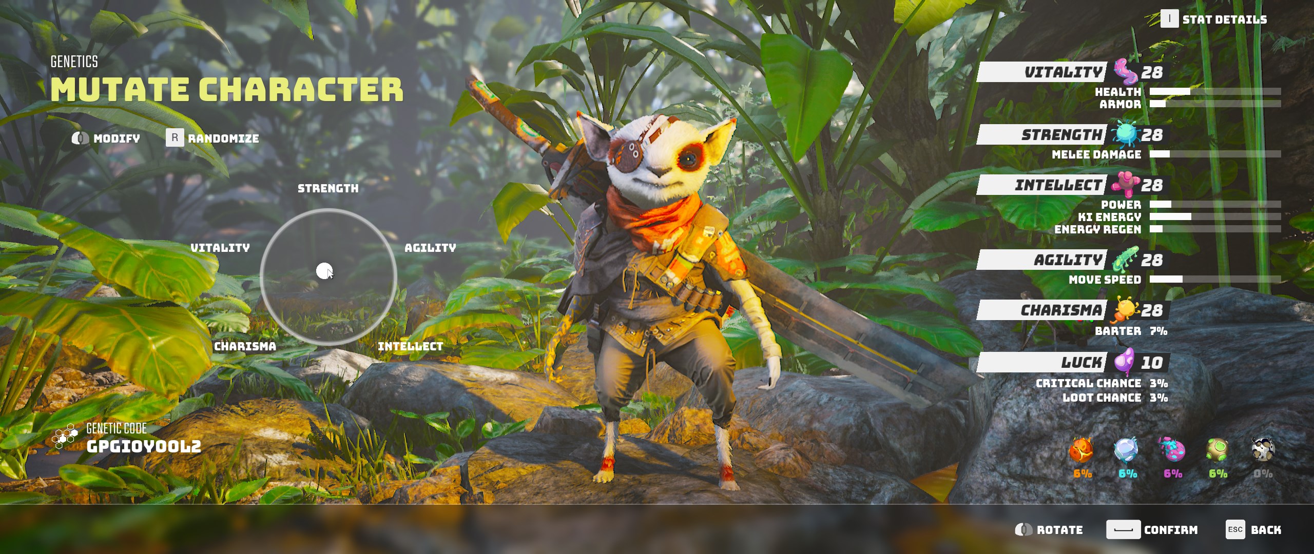 Character creation in Biomutant