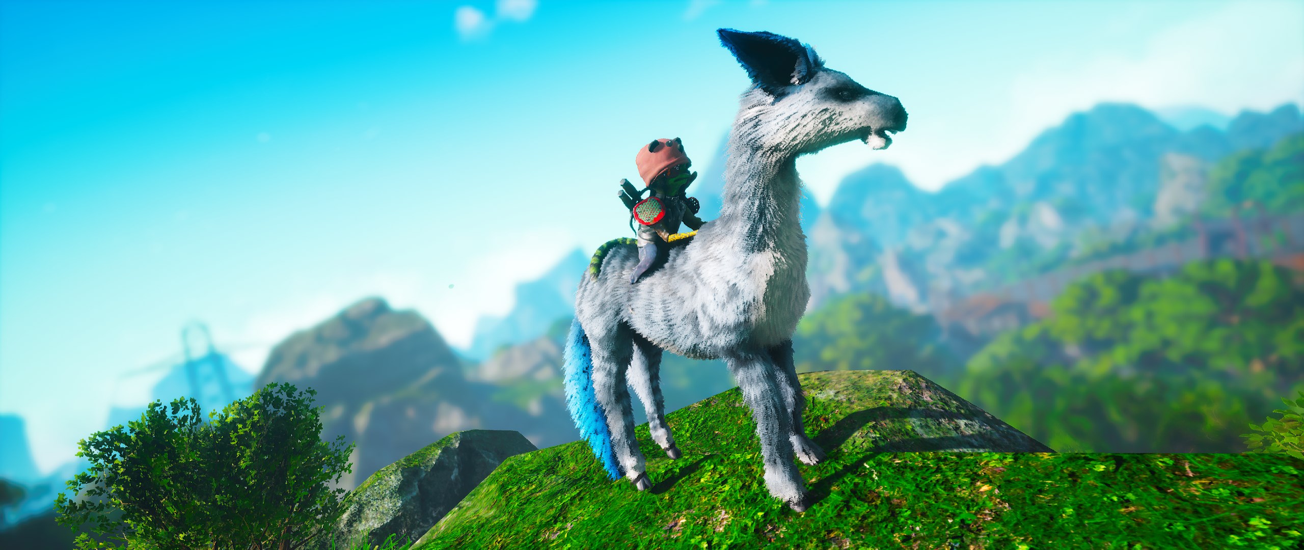 A character riding a mount