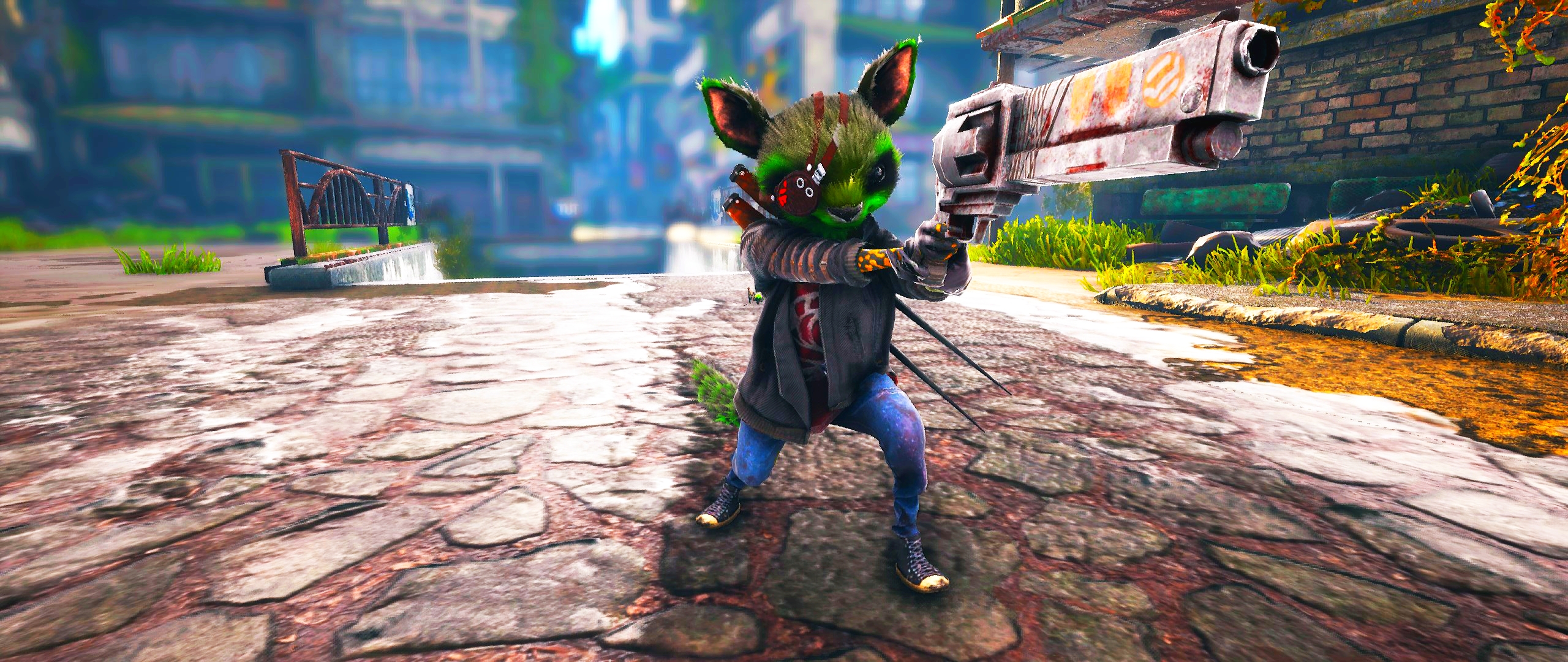 A character aiming in Biomutant