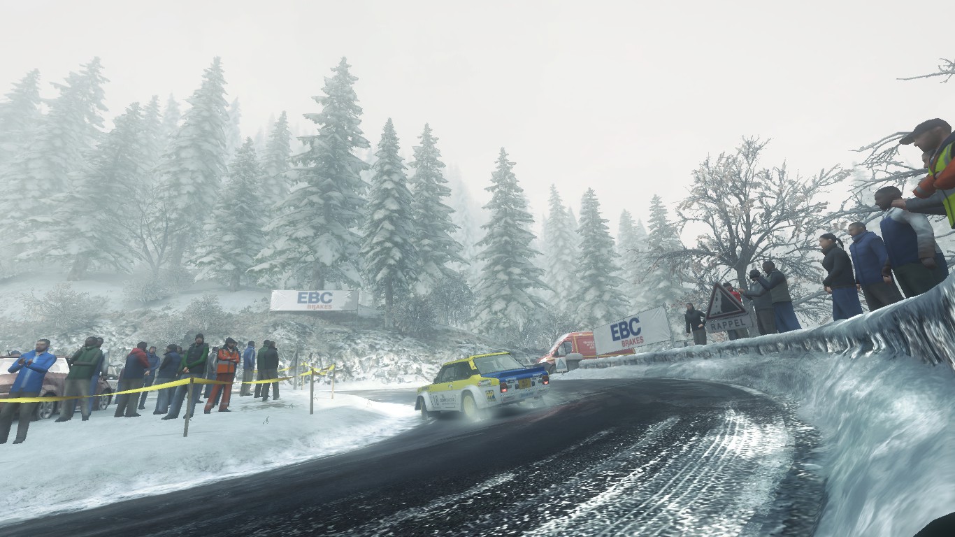 A snowy environment in the game