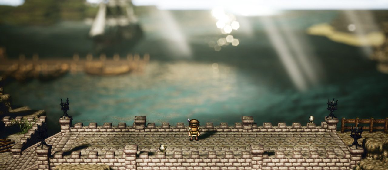 Scenic bridge in Octopath Traveler