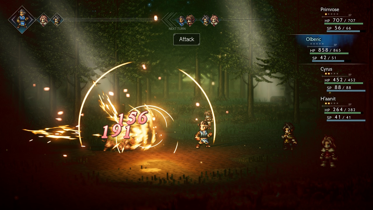 Turn-based combat in Octopath Traveler