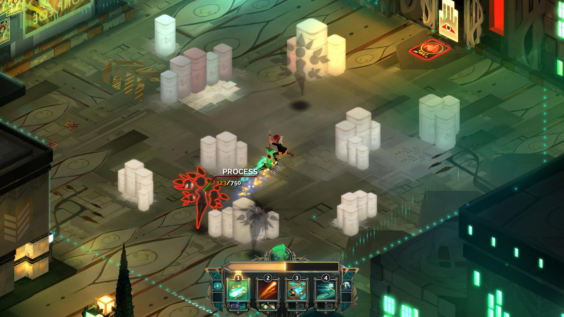 Battle: Intense combat in the world of Transistor